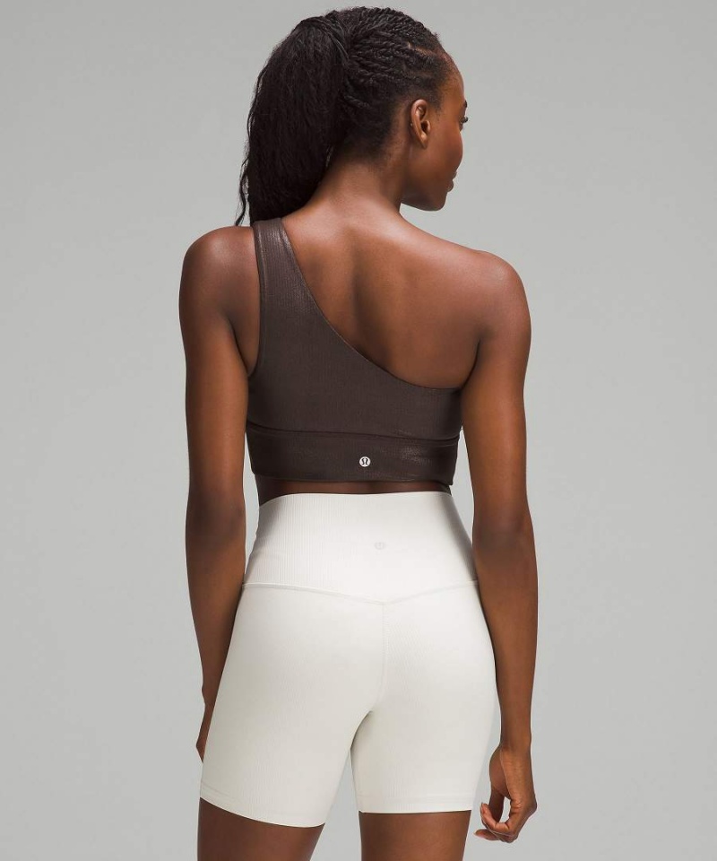 Lululemon Align™ Asymmetrical Räfflad Bra Light Support C/D Cup Shine Sport BH Dam Choklad Sverige | YJOTGA850