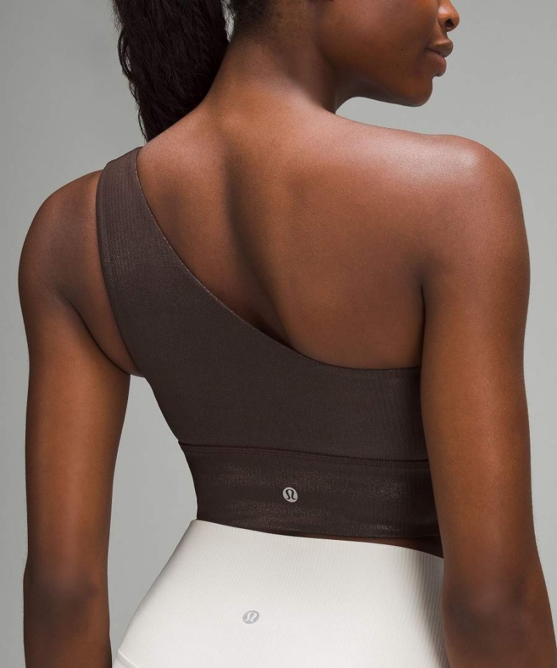 Lululemon Align™ Asymmetrical Räfflad Bra Light Support C/D Cup Shine Sport BH Dam Choklad Sverige | YJOTGA850