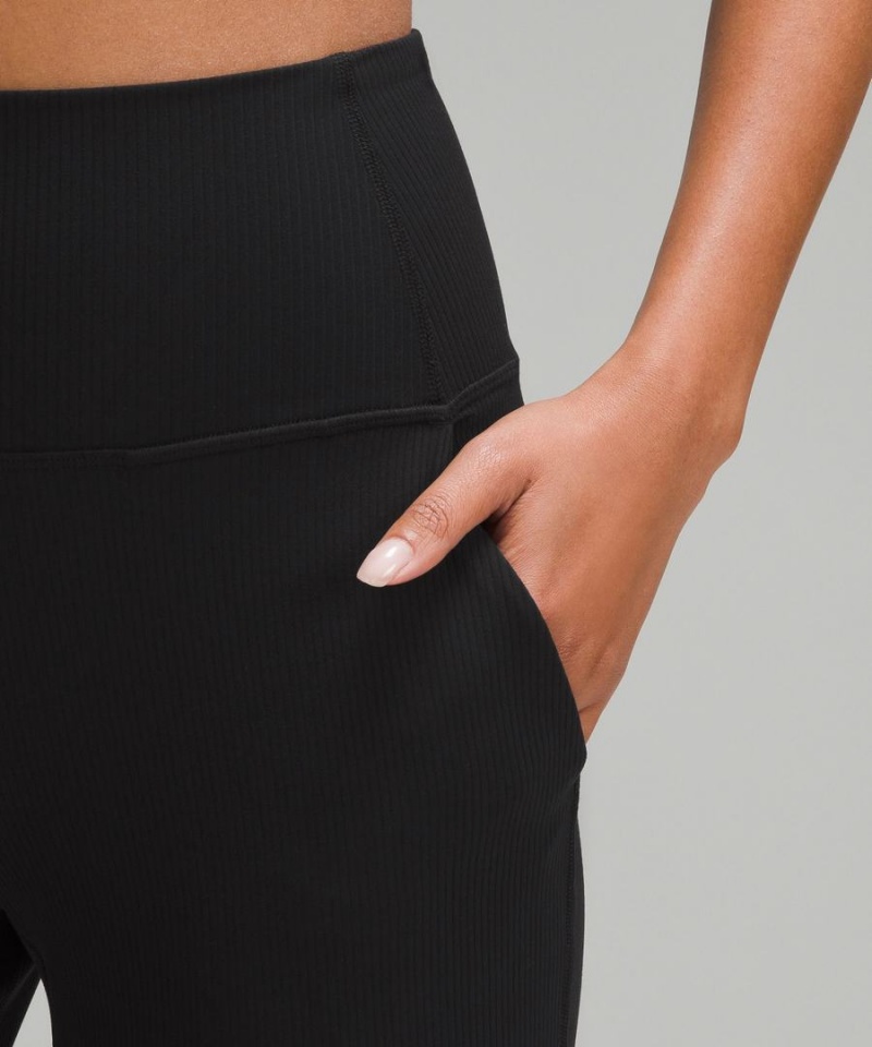 Lululemon Align™ High-Rise Räfflad Breda-Leg Höga Tights Dam Svarta Sverige | KOPMLX362