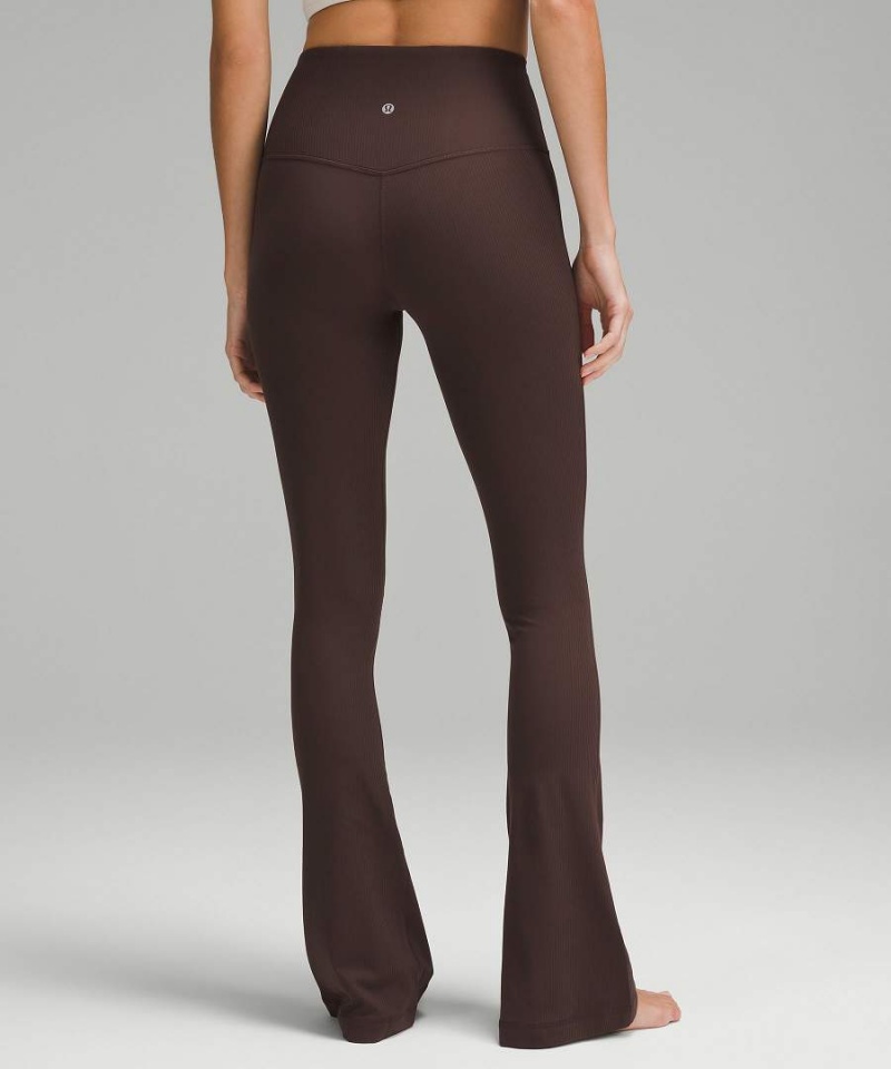 Lululemon Align™ High-Rise Räfflad Mini-Flared Extra Korta Tights Dam Choklad Sverige | KLMEZJ354