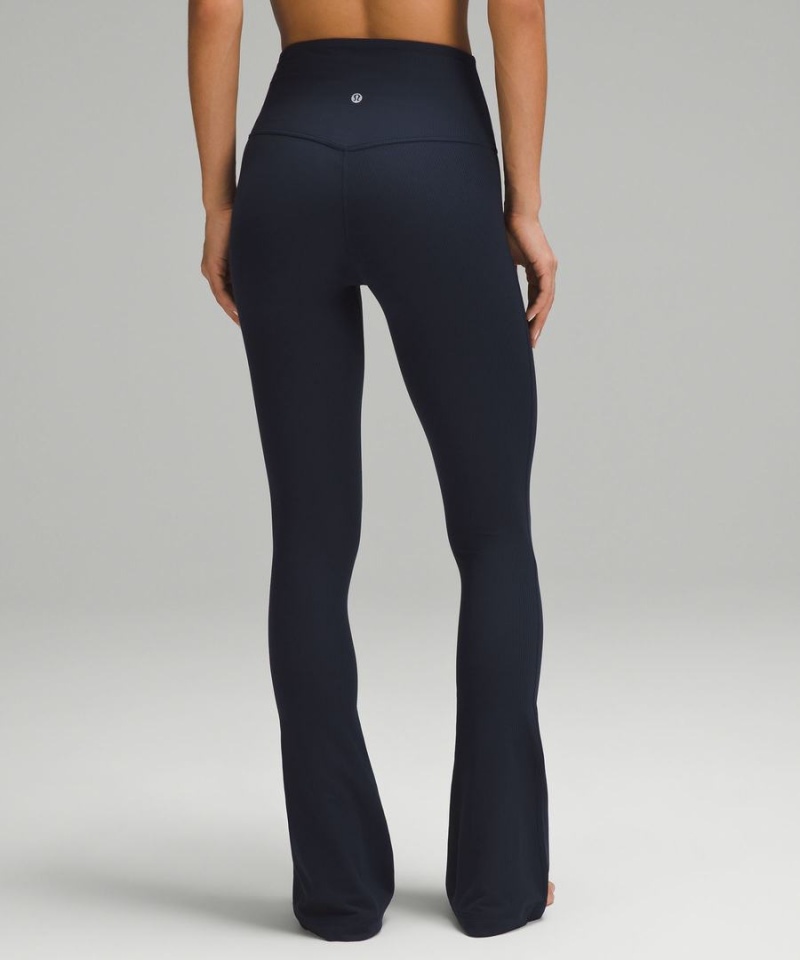 Lululemon Align™ High-Rise Räfflad Mini-Flared Extra Korta Tights Dam Marinblå Sverige | RIGYLV853