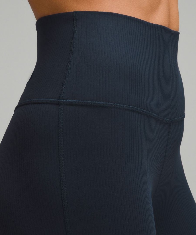 Lululemon Align™ High-Rise Räfflad Mini-Flared Extra Korta Tights Dam Marinblå Sverige | RIGYLV853