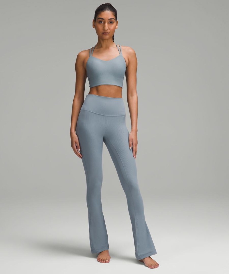 Lululemon Align™ High-Rise Räfflad Mini-Flared Extra Korta Tights Dam Blå Sverige | ZMNATK901