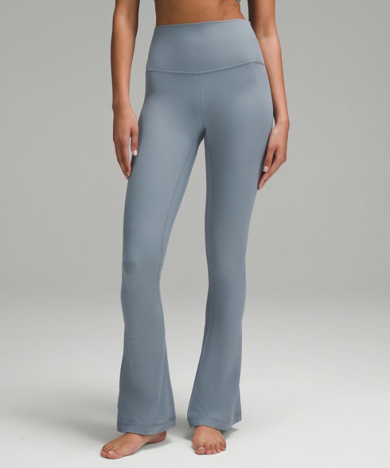 Lululemon Align™ High-Rise Räfflad Mini-Flared Extra Korta Tights Dam Blå Sverige | ZMNATK901