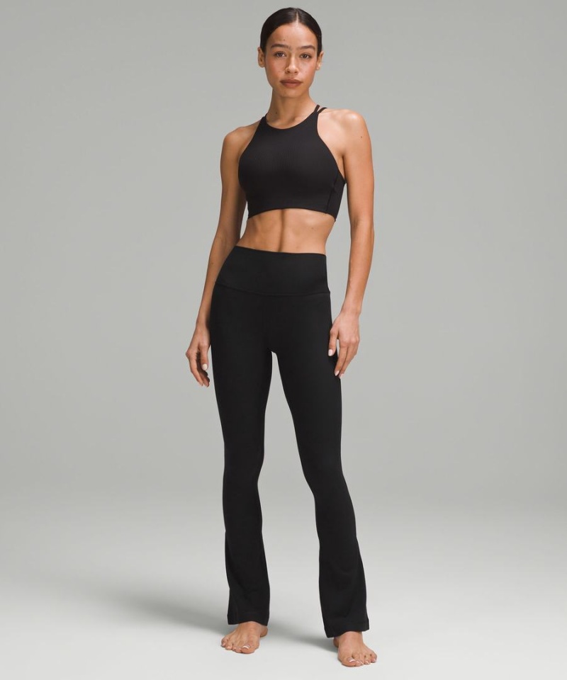 Lululemon Align™ High-Rise Räfflad Mini-Flared Extra Korta Tights Dam Svarta Sverige | OFLSNY463