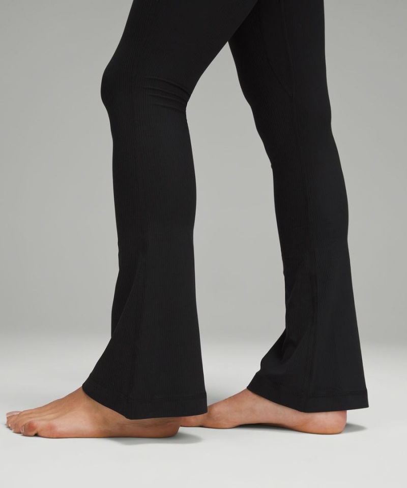 Lululemon Align™ High-Rise Räfflad Mini-Flared Extra Korta Tights Dam Svarta Sverige | OFLSNY463
