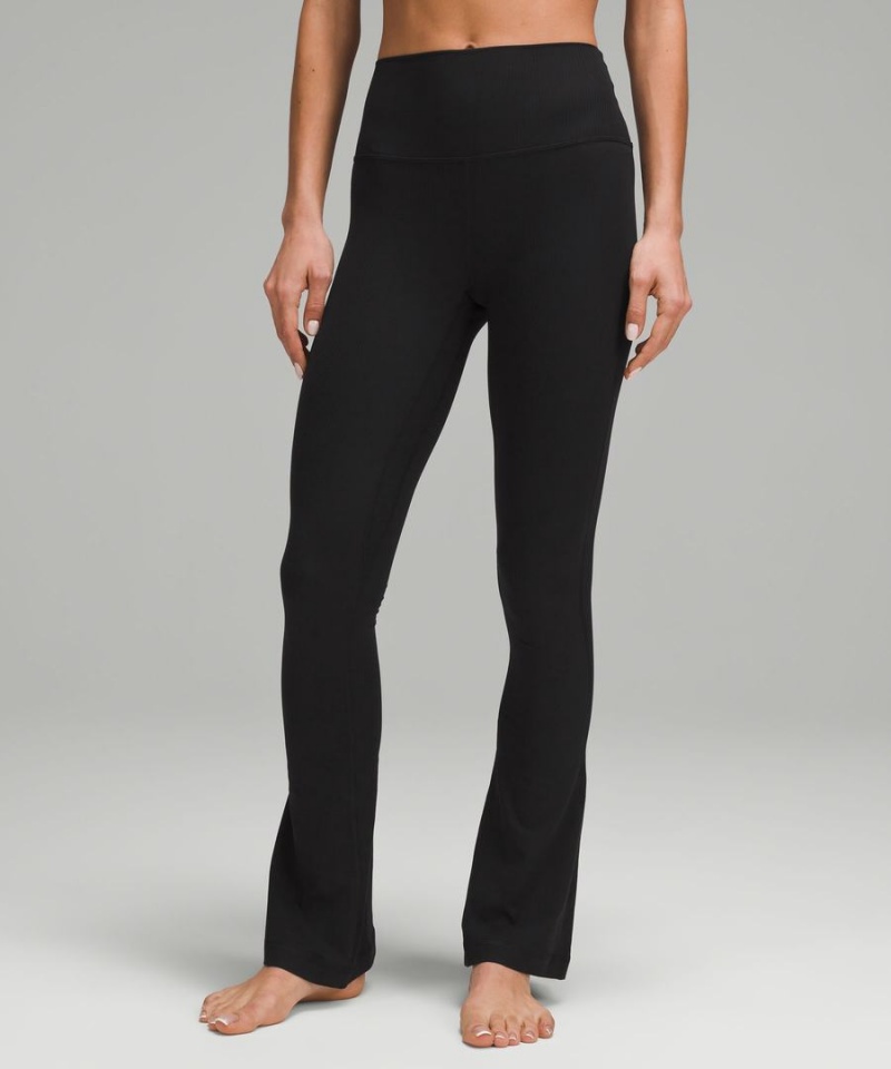 Lululemon Align™ High-Rise Räfflad Mini-Flared Extra Korta Tights Dam Svarta Sverige | OFLSNY463