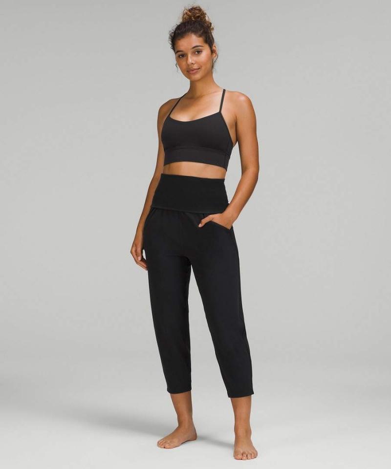 Lululemon Align™ Räfflad-Midja Cropped Joggingbyxor Dam Svarta Sverige | IUAVTY968