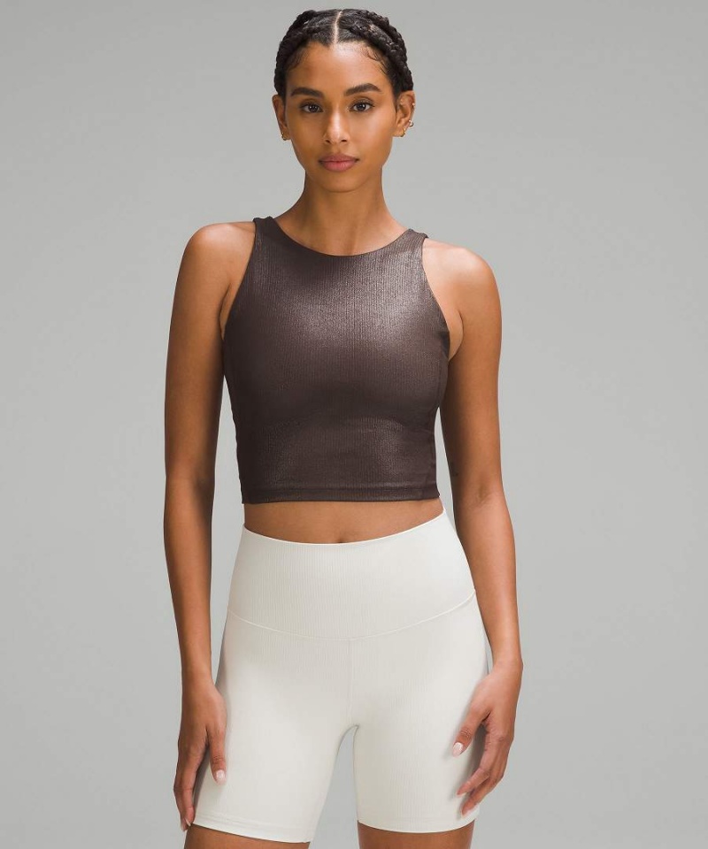 Lululemon Align™ Räfflad High-Neck Shine Linne Dam Choklad Sverige | RJAXVN754