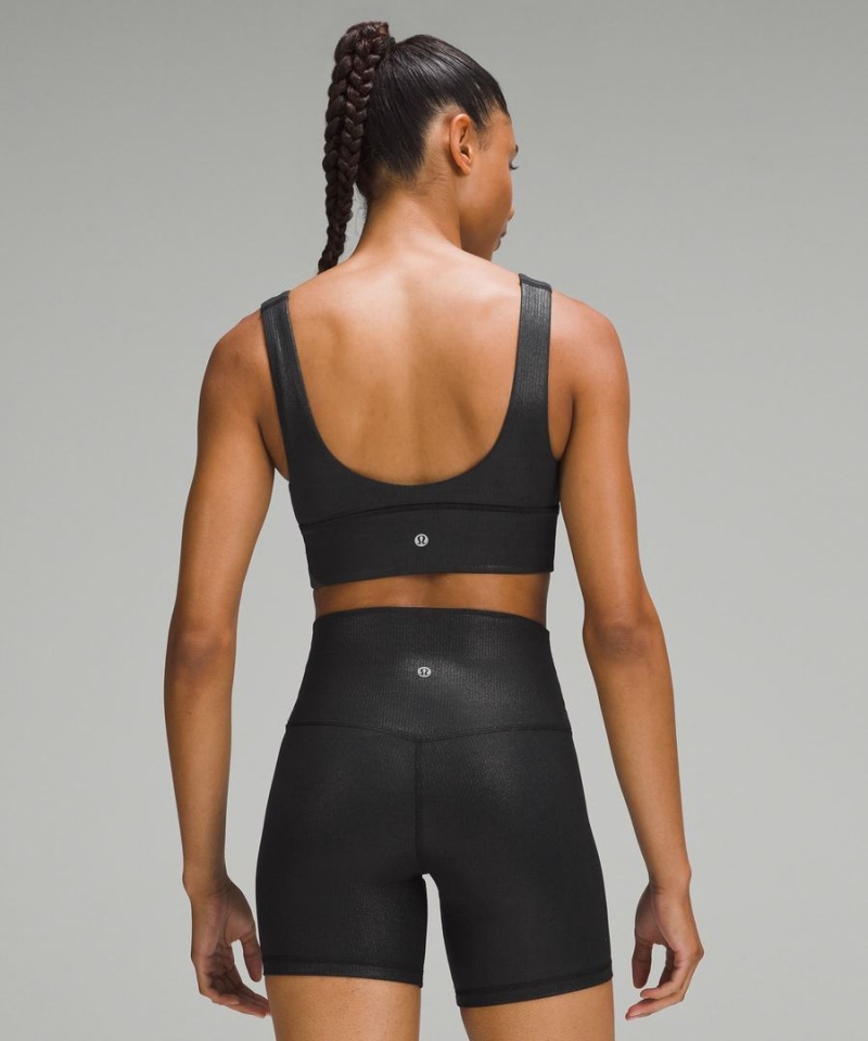 Lululemon Align™ Räfflad V-Neck Bra Light Support, A/B Cup Shine Sport BH Dam Svarta Sverige | YIFLTS870