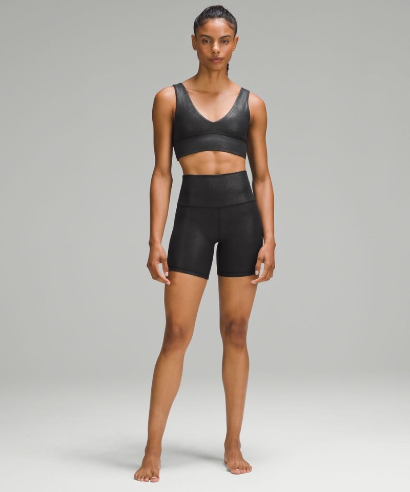 Lululemon Align™ Räfflad V-Neck Bra Light Support, A/B Cup Shine Sport BH Dam Svarta Sverige | YIFLTS870
