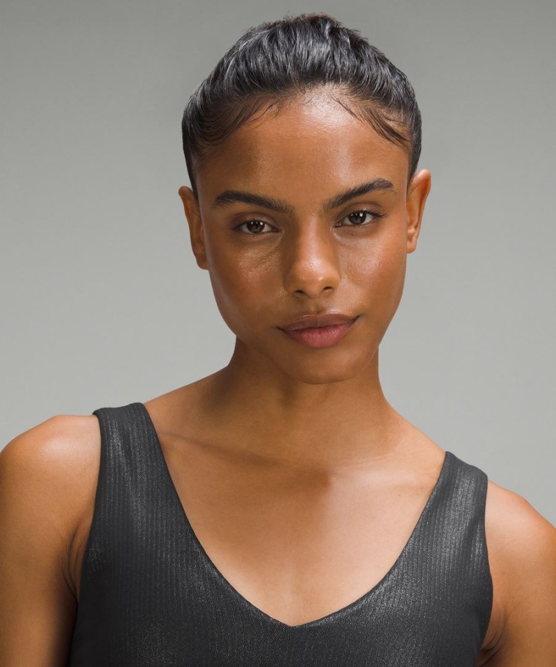 Lululemon Align™ Räfflad V-Neck Bra Light Support, A/B Cup Shine Sport BH Dam Svarta Sverige | YIFLTS870