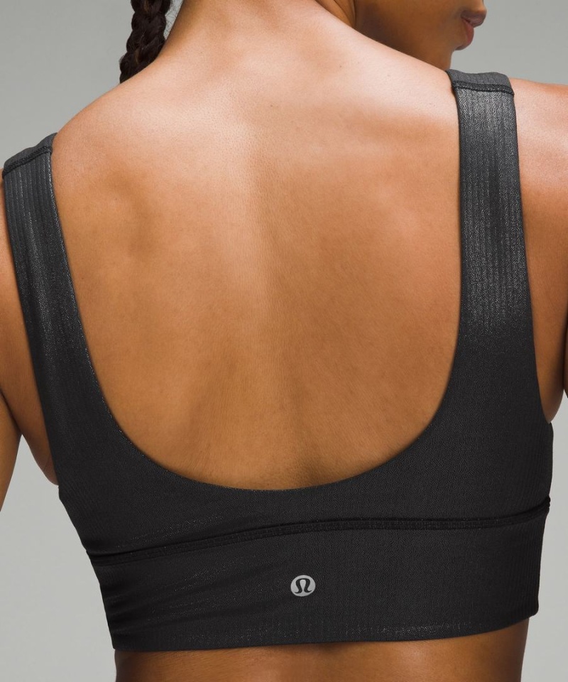 Lululemon Align™ Räfflad V-Neck Bra Light Support, A/B Cup Shine Sport BH Dam Svarta Sverige | YIFLTS870