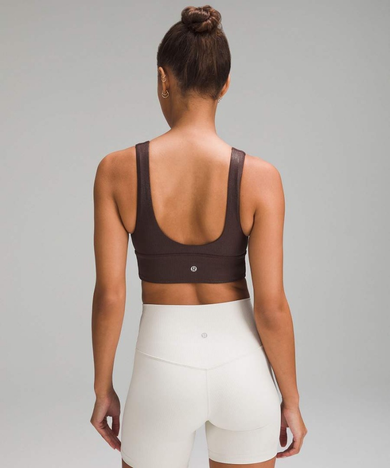 Lululemon Align™ Räfflad V-Neck Bra Light Support, A/B Cup Shine Sport BH Dam Choklad Sverige | CTQXJN918