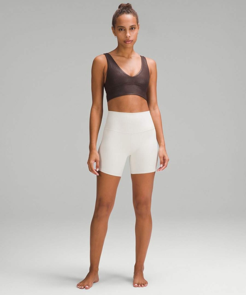 Lululemon Align™ Räfflad V-Neck Bra Light Support, A/B Cup Shine Sport BH Dam Choklad Sverige | CTQXJN918