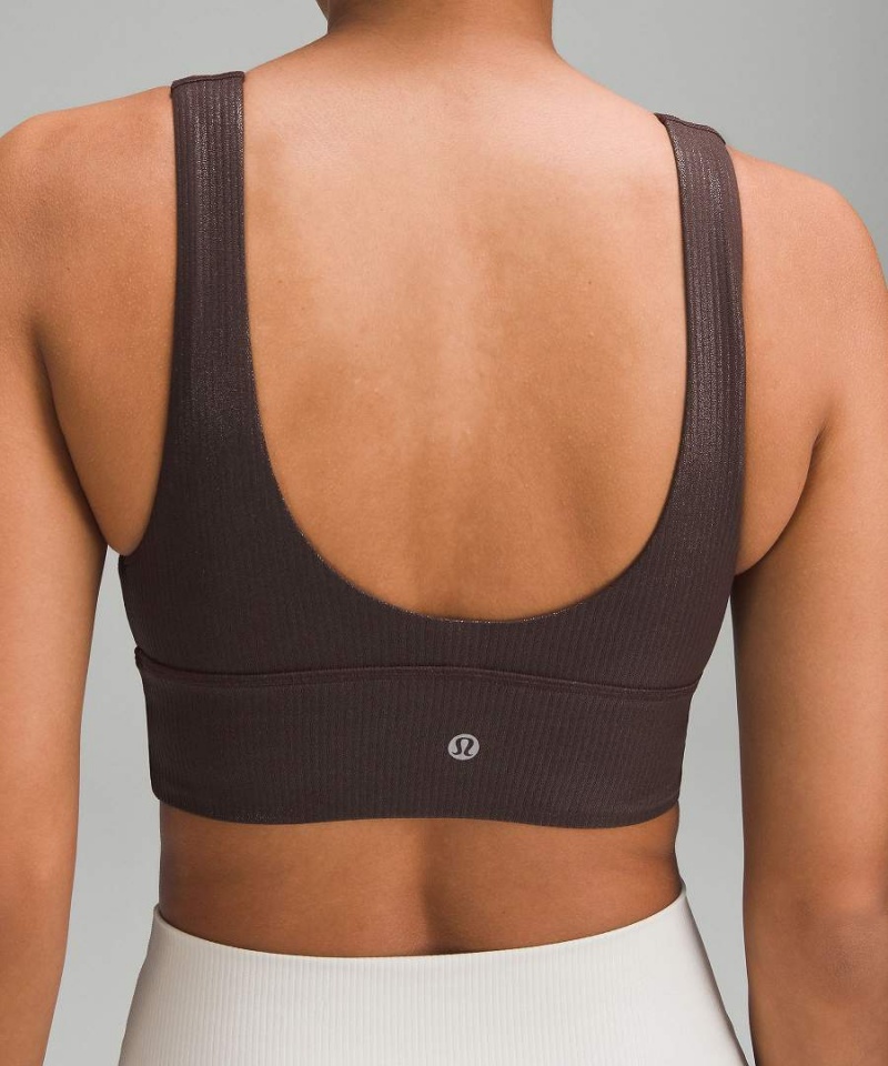 Lululemon Align™ Räfflad V-Neck Bra Light Support, A/B Cup Shine Sport BH Dam Choklad Sverige | CTQXJN918