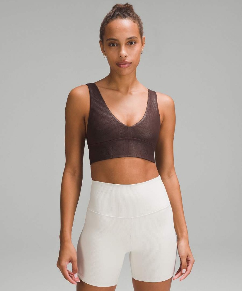 Lululemon Align™ Räfflad V-Neck Bra Light Support, A/B Cup Shine Sport BH Dam Choklad Sverige | CTQXJN918