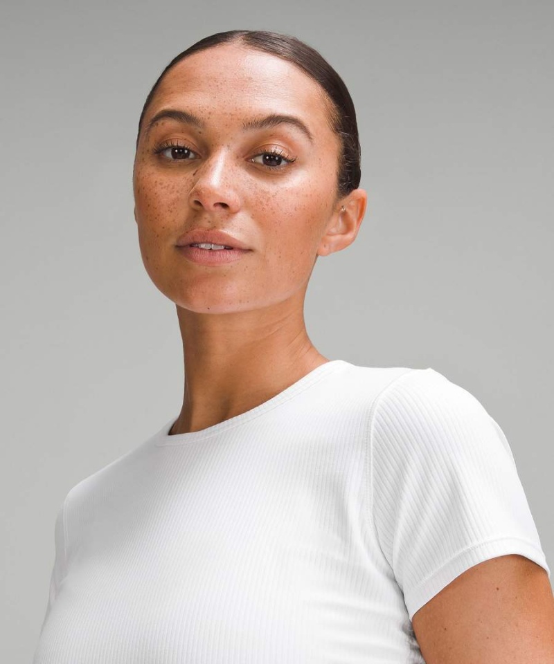 Lululemon All It Takes Räfflad Nulu T-shirt Dam Vita Sverige | AULGMH873