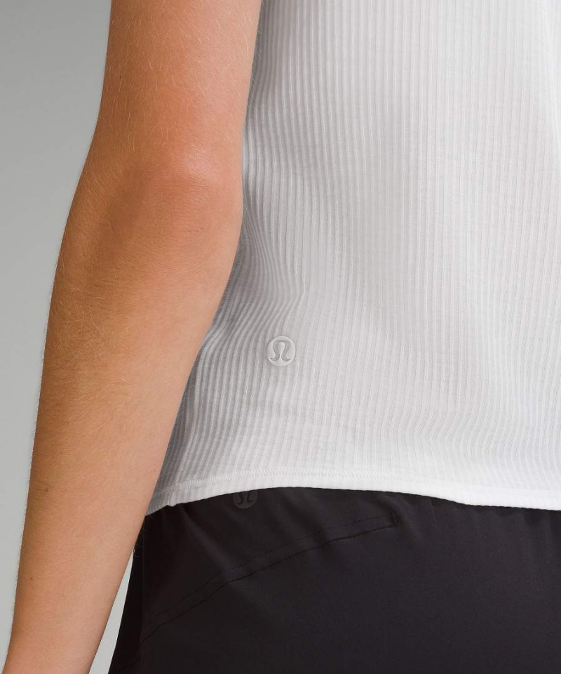 Lululemon Asymmetrical Räfflad Bomull Linne Dam Vita Sverige | CLOXIJ536