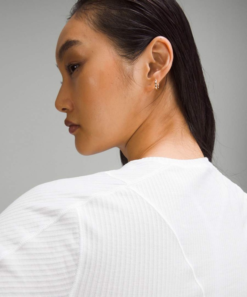 Lululemon Asymmetrical Räfflad Bomull T-shirt Dam Vita Sverige | RYSXNV587