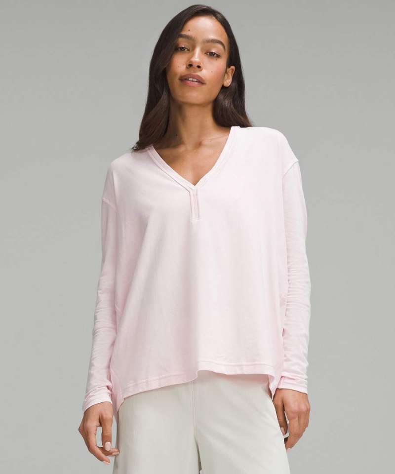 Lululemon Back In Action V-Neck Långärmad Tröja Dam Ljusröda Sverige | BMKAST230