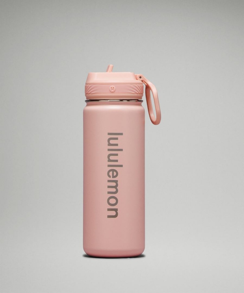 Lululemon Back to Life Sport Bottle 18oz Straw Lid Vattenflaska Dam Rosa Vita Sverige | REOCVK605