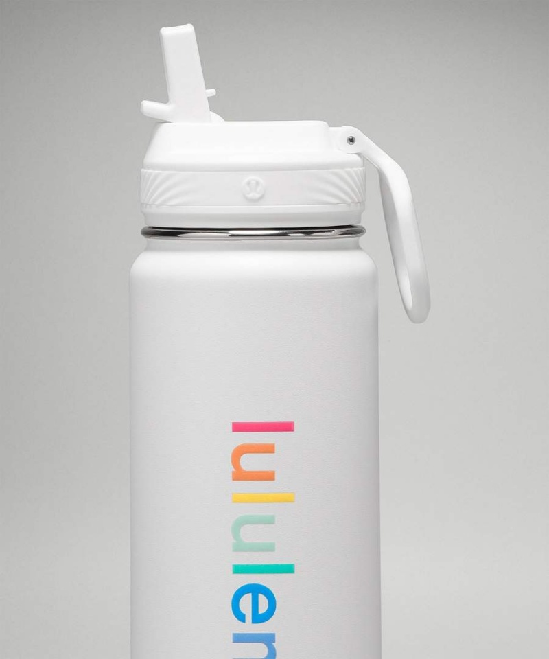 Lululemon Back to Life Sport Bottle 24oz Straw Lid Vattenflaska Dam Vita Rosa Korall Gula Mintgröna Turkos Sverige | LPZFJQ752