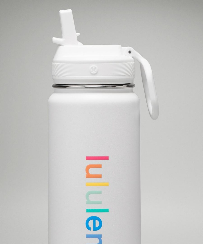 Lululemon Back to Life Sport Bottle 24oz Straw Lid Vattenflaska Herr Vita Rosa Korall Gula Mintgröna Turkos Sverige | IJLONV059