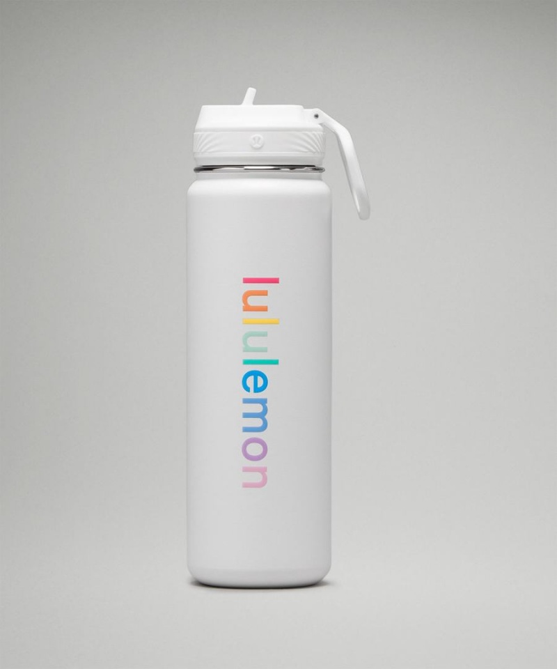 Lululemon Back to Life Sport Bottle 24oz Straw Lid Vattenflaska Herr Vita Rosa Korall Gula Mintgröna Turkos Sverige | IJLONV059