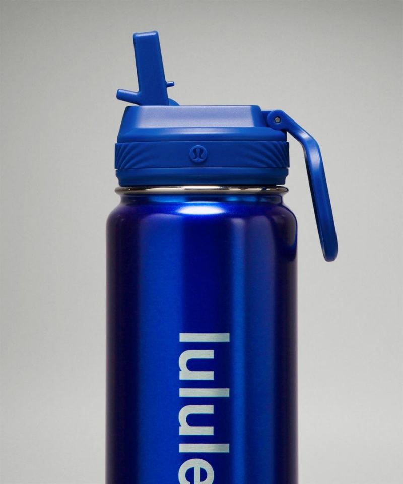 Lululemon Back to Life Sport Bottle 24oz Straw Lid Vattenflaska Dam Blå Sverige | YTKEID749