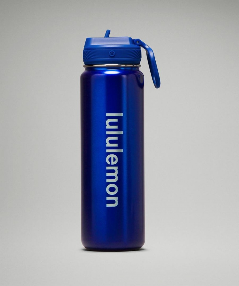 Lululemon Back to Life Sport Bottle 24oz Straw Lid Vattenflaska Dam Blå Sverige | YTKEID749