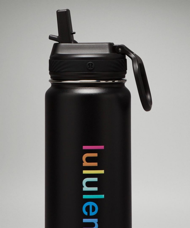 Lululemon Back to Life Sport Bottle 24oz Straw Lid Vattenflaska Dam Svarta Rosa Korall Gula Mintgröna Turkos Sverige | GARZPC378