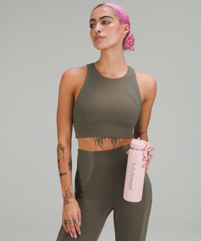 Lululemon Back to Life Sport Bottle 24oz Straw Lid Vattenflaska Dam Rosa Vita Sverige | UDOWBL508