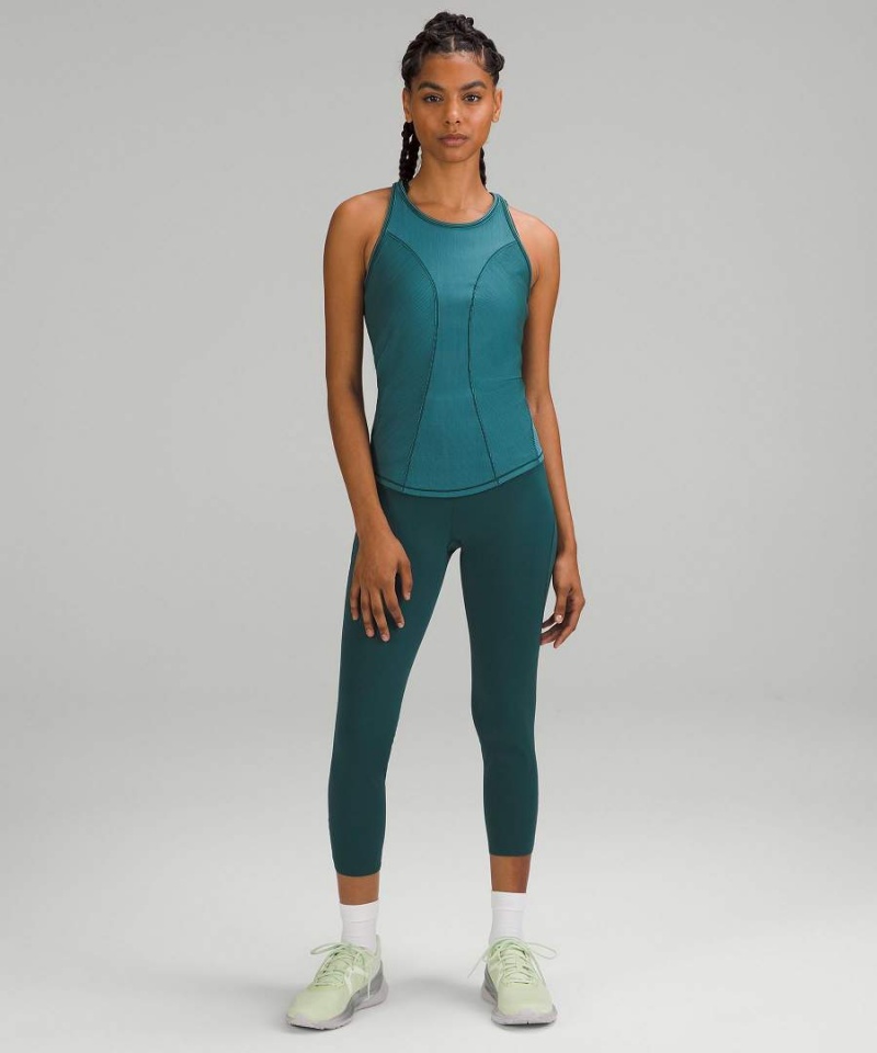 Lululemon Base Pace Two-Toned Räfflad Linne Dam Gröna Blå Sverige | ADQGYW945