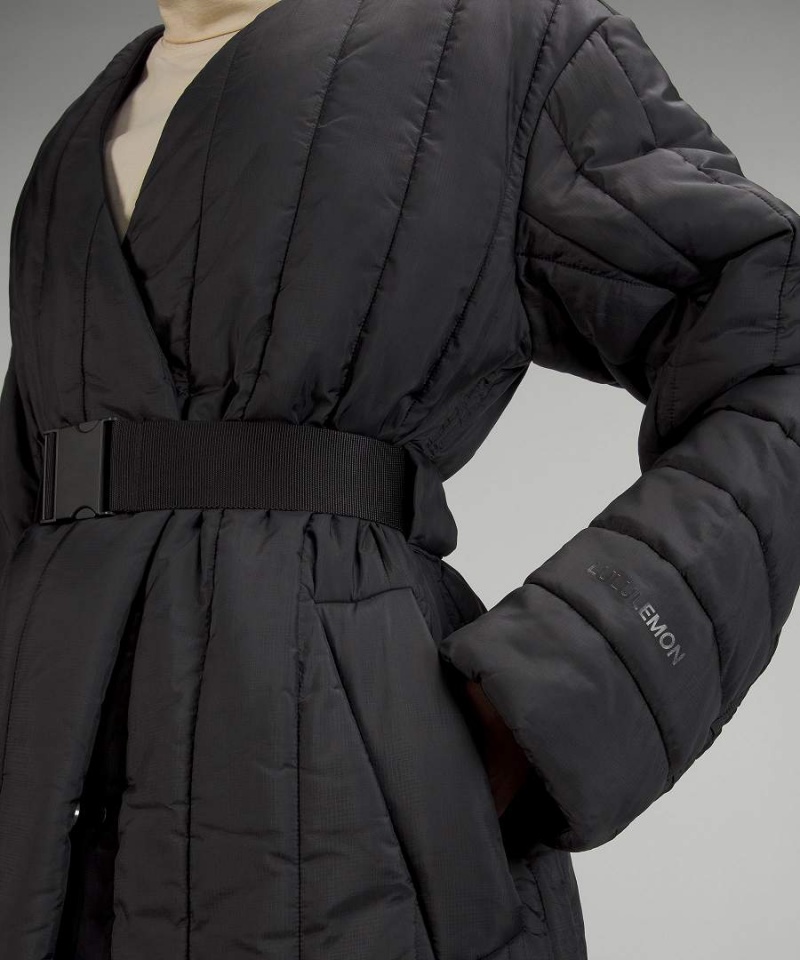 Lululemon Belted Long Insulated Isolerade Jackor Dam Svarta Sverige | WNIAXD639