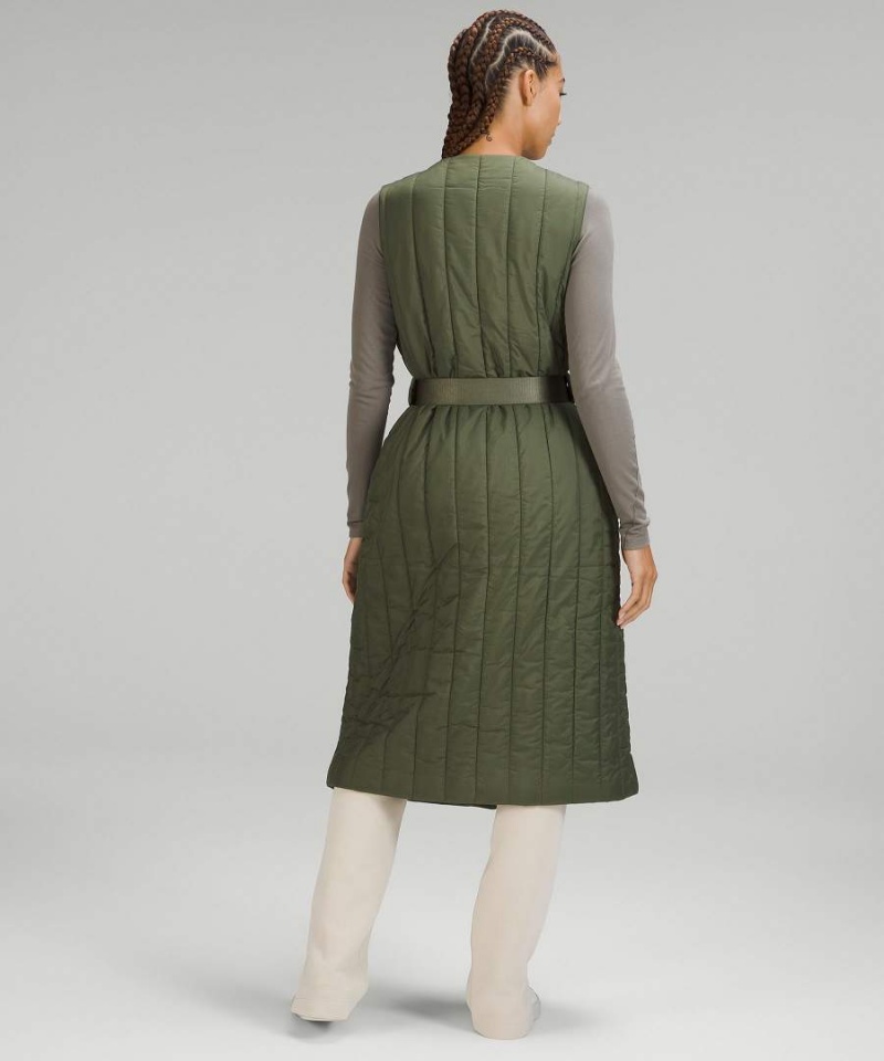 Lululemon Belted Long Insulated Väst Dam Olivgröna Sverige | TBMNRJ341