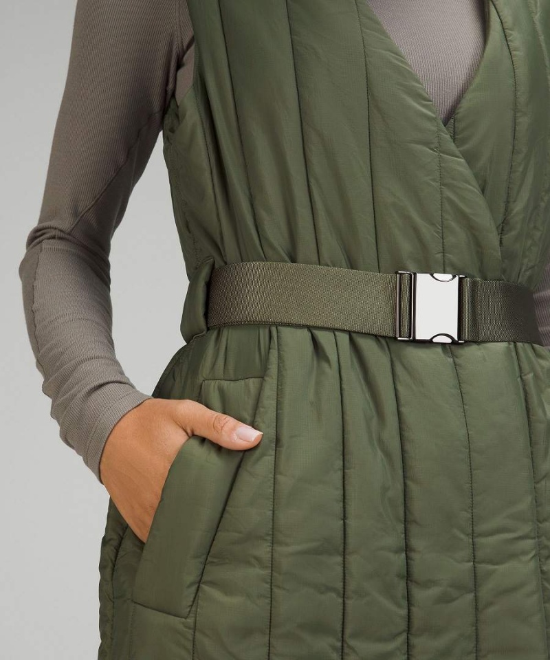 Lululemon Belted Long Insulated Väst Dam Olivgröna Sverige | TBMNRJ341