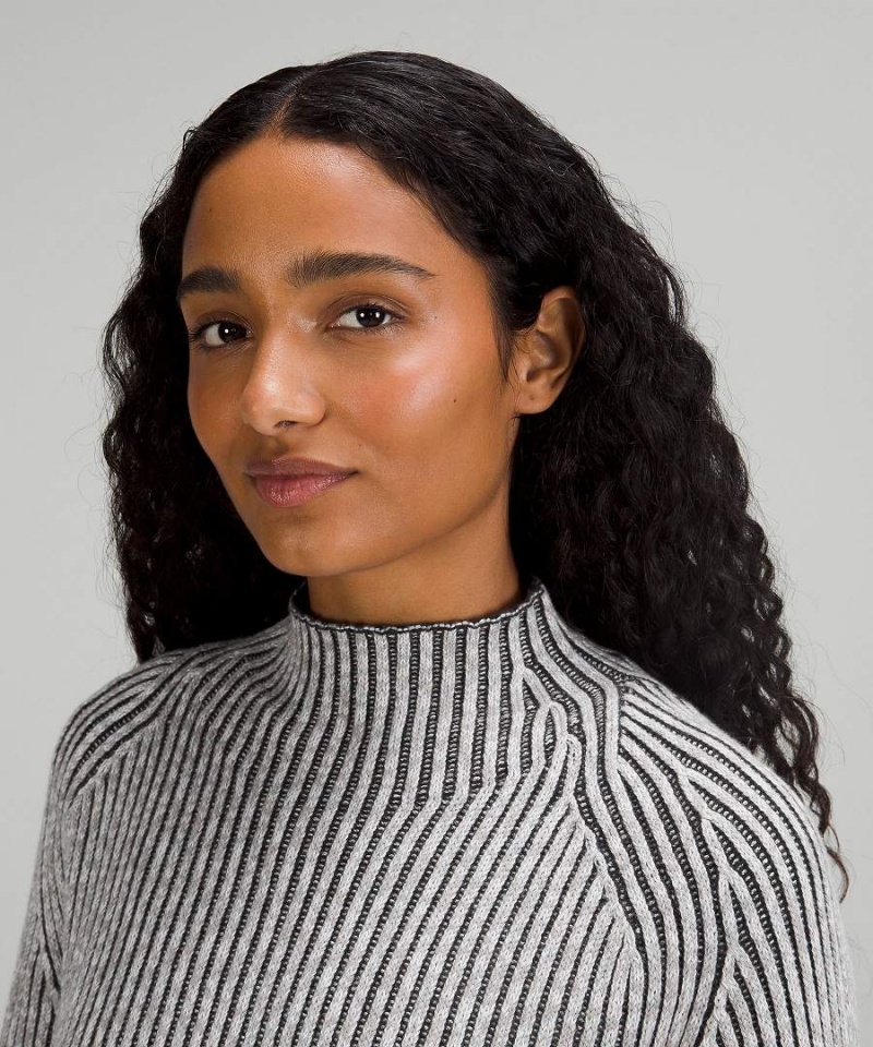 Lululemon Bomull-Cashmere Blend Mock Neck Tröjor Dam Gröna Marinblå Svarta Grå Svarta Sverige | QYIEBX319
