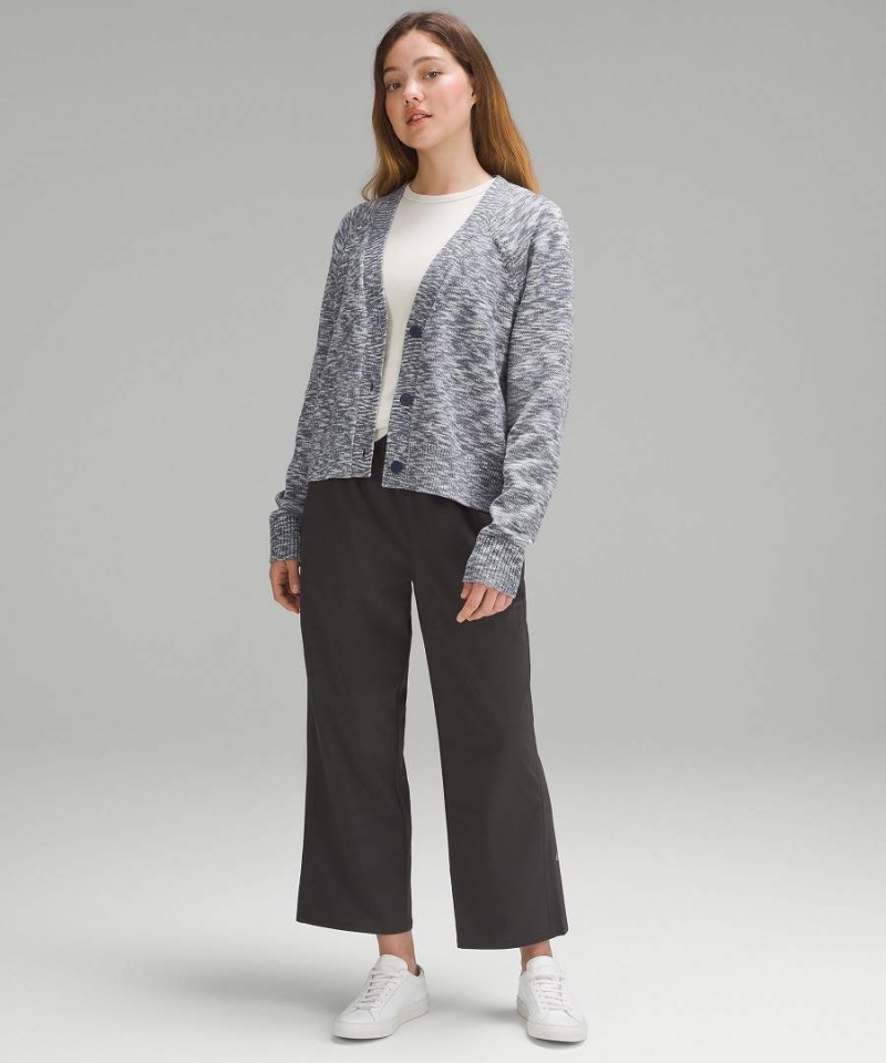Lululemon Boxy Bomull-Blend Cardigan Tröjor Dam Marinblå Svarta Blå Sverige | GUJRKB735