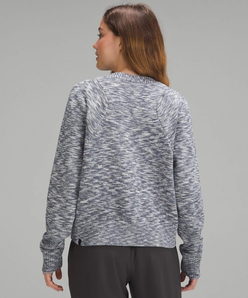 Lululemon Boxy Bomull-Blend Cardigan Tröjor Dam Marinblå Svarta Blå Sverige | GUJRKB735