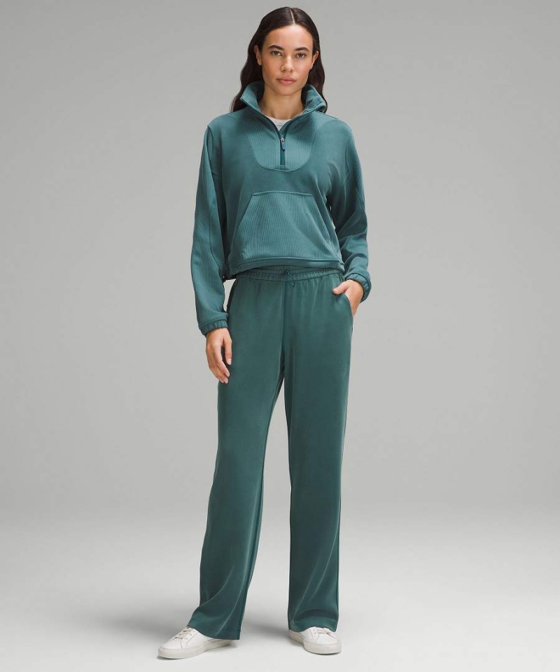 Lululemon Brushed Softstreme Räfflad Half Zip Tröjor Dam Turkos Sverige | CDGKPQ312
