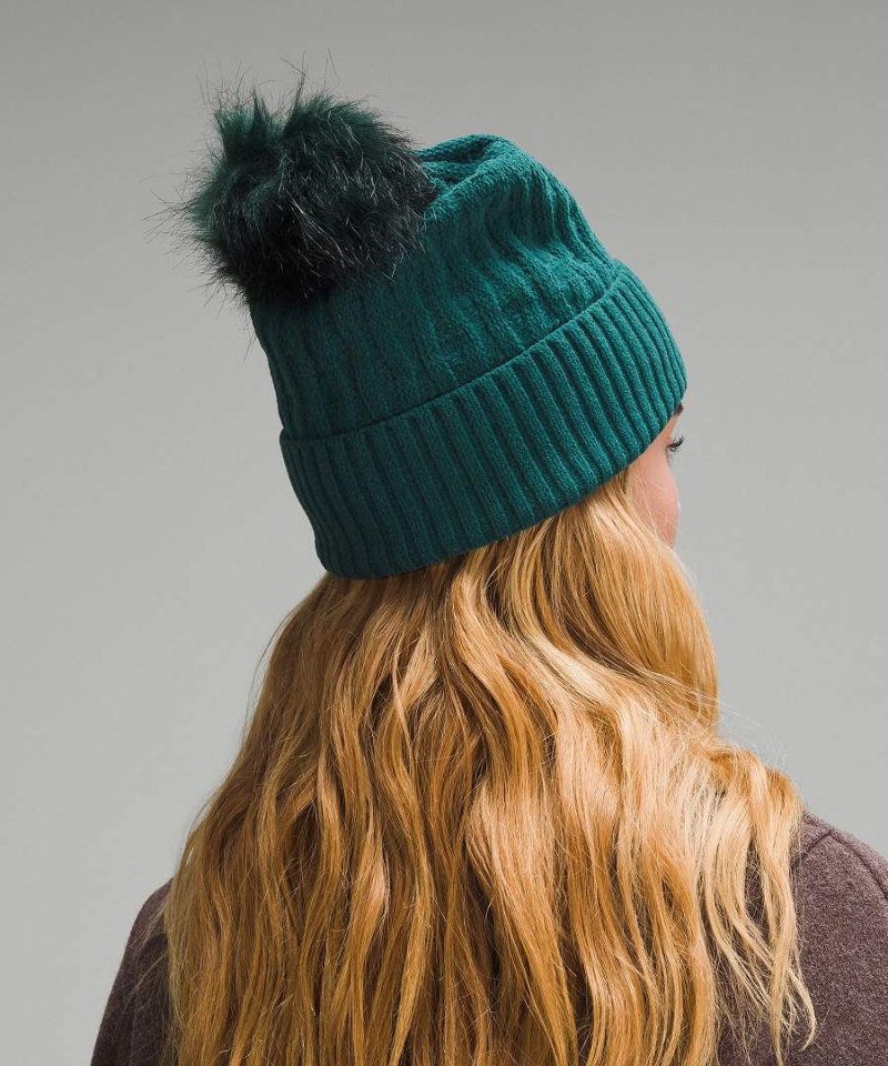 Lululemon Cable Knit Pom Mössa Dam Turkos Sverige | KEJRLN789