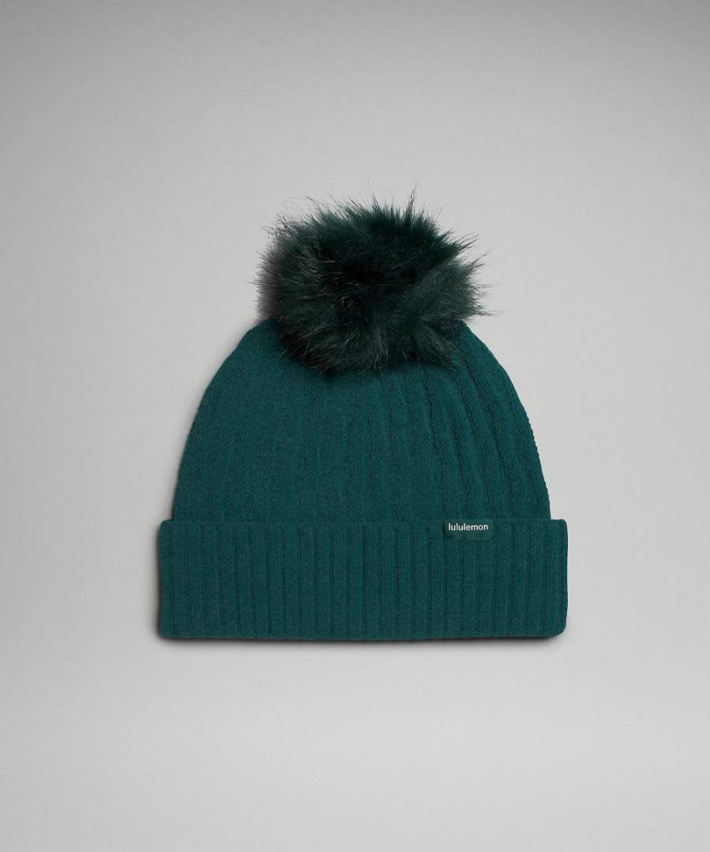 Lululemon Cable Knit Pom Mössa Dam Turkos Sverige | KEJRLN789