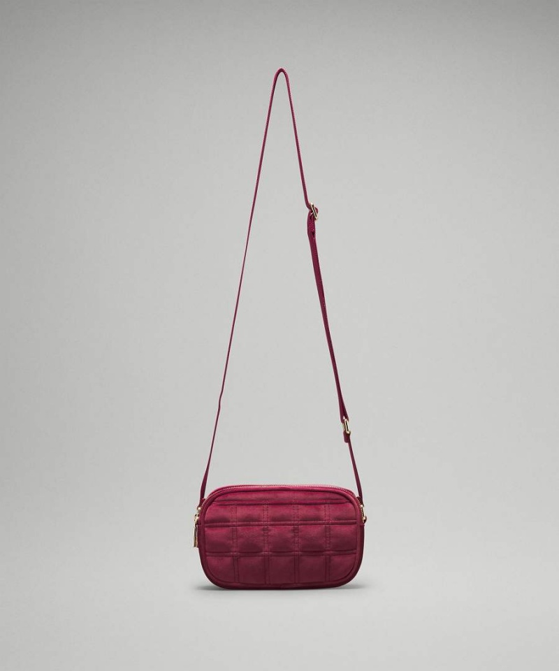 Lululemon Camera 2L Quiltad Velour Crossbody Väska Dam Vinröda Sverige | ILZYVM678