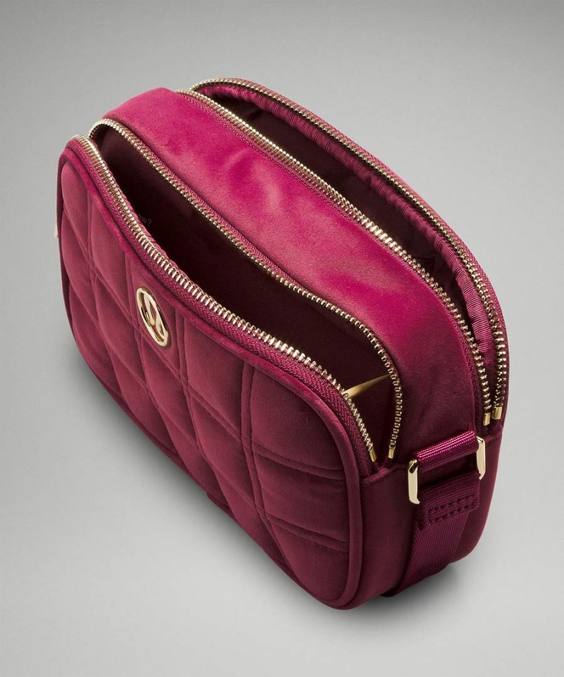 Lululemon Camera 2L Quiltad Velour Crossbody Väska Dam Vinröda Sverige | ILZYVM678