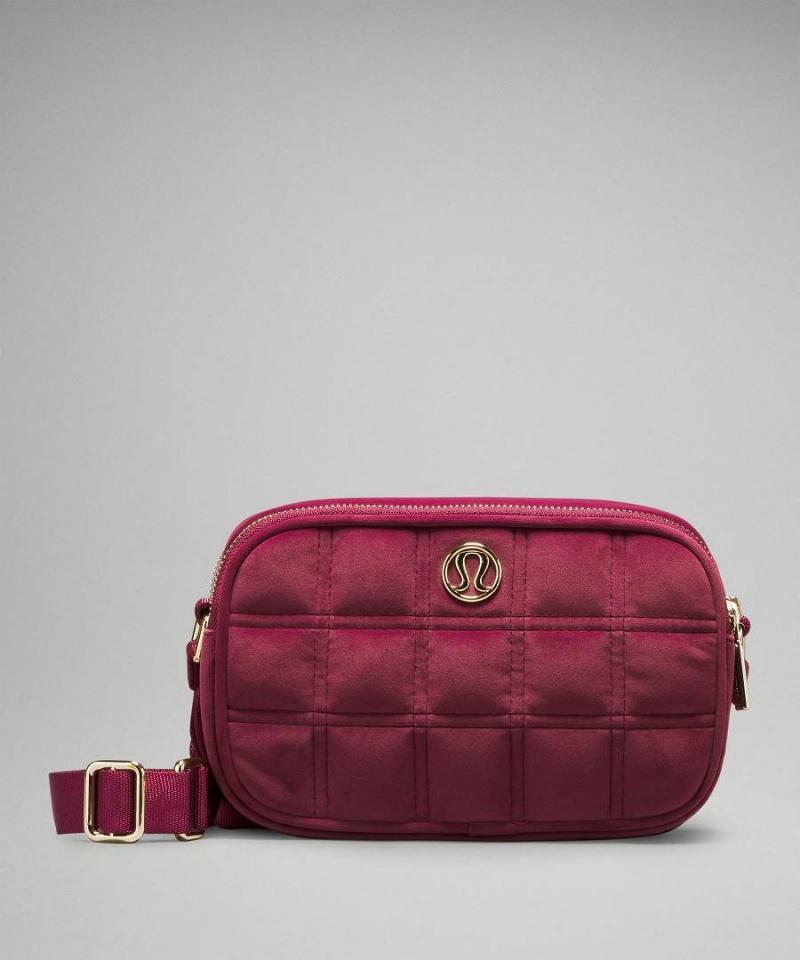 Lululemon Camera 2L Quiltad Velour Crossbody Väska Dam Vinröda Sverige | ILZYVM678