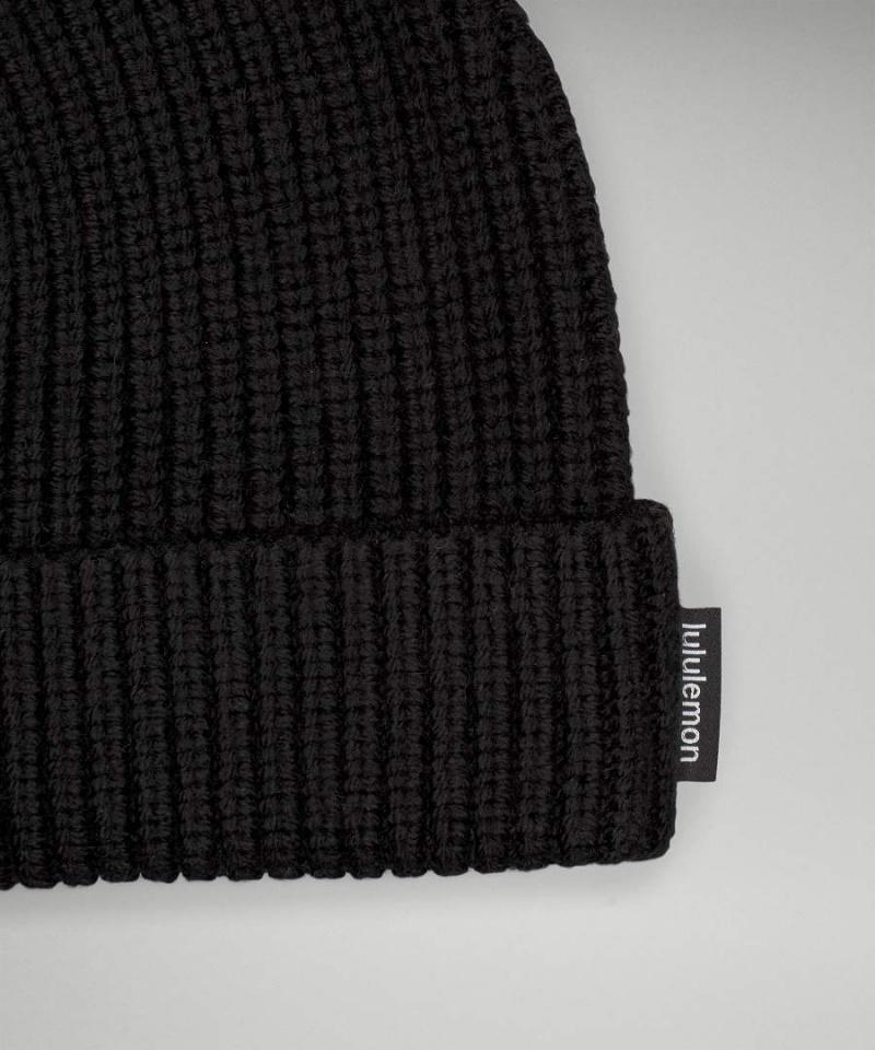 Lululemon Close-Fit Ull-Blend Räfflad Knit Mössa Dam Svarta Sverige | XAPZHL138