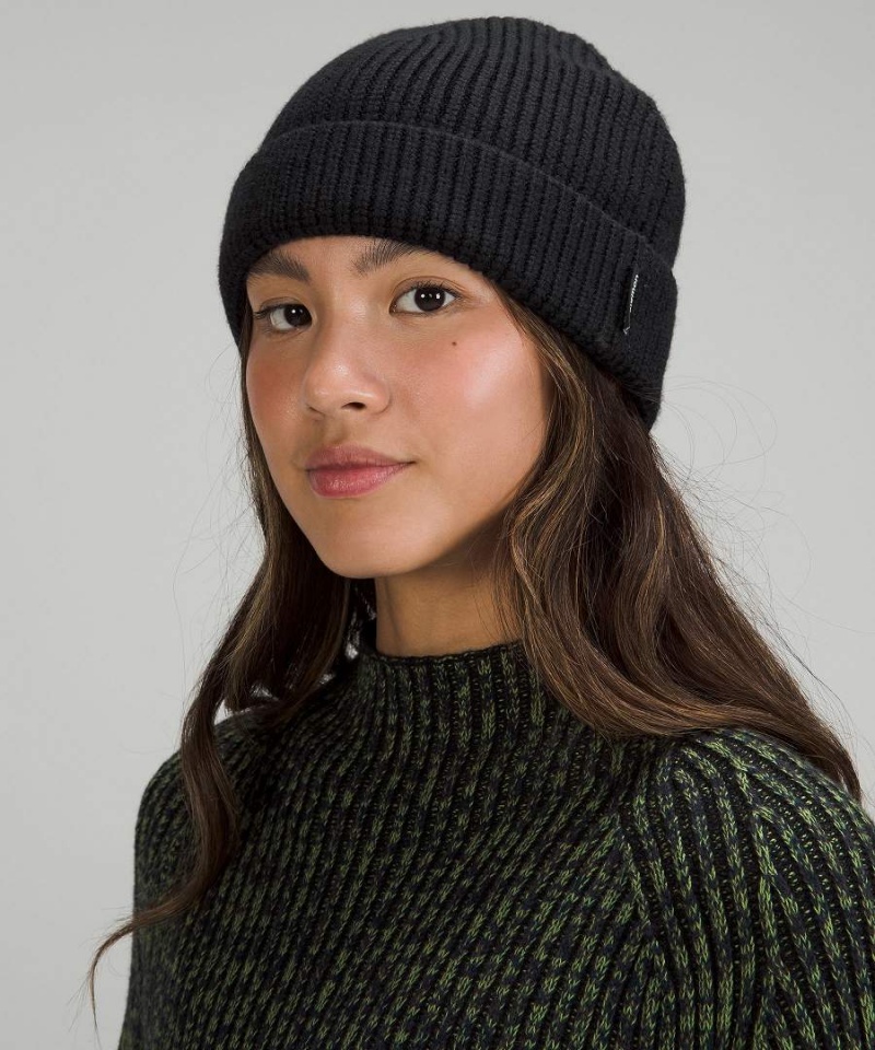 Lululemon Close-Fit Ull-Blend Räfflad Knit Mössa Dam Svarta Sverige | XAPZHL138
