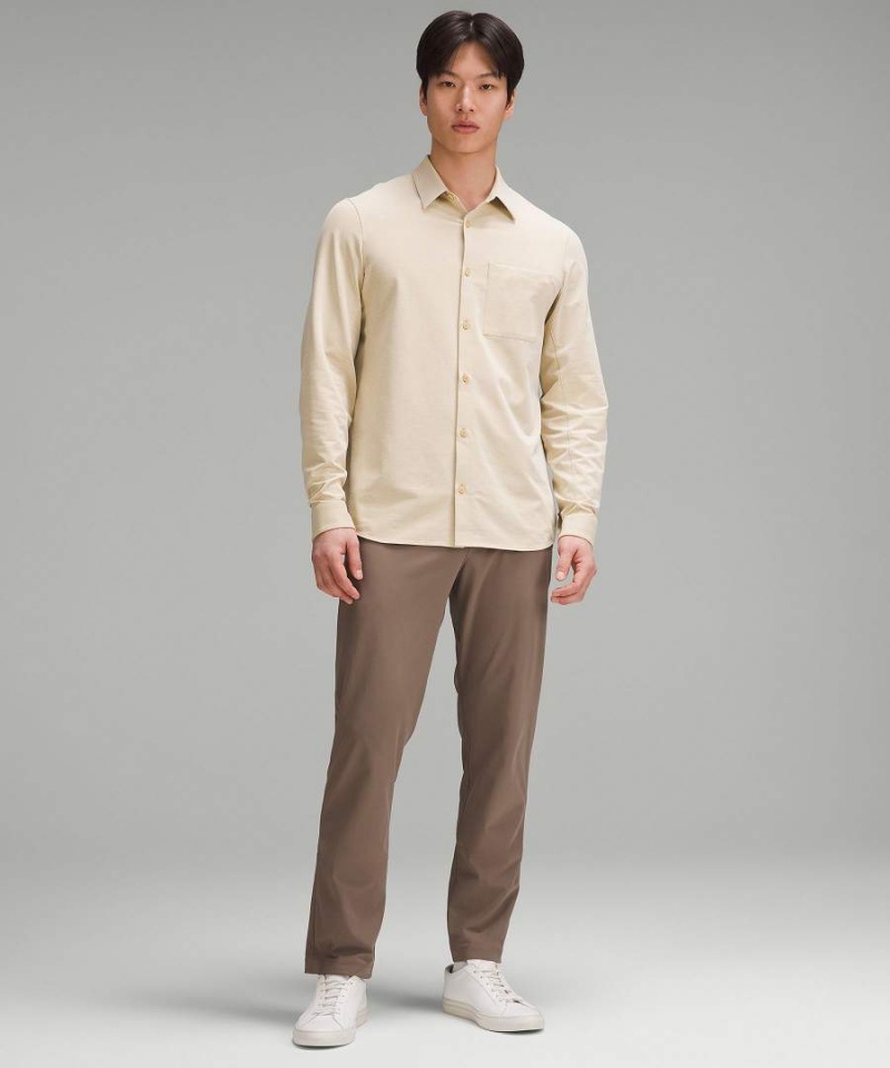 Lululemon Commission Långärmad Tröja Herr Khaki Vita Sverige | OFVMHC045