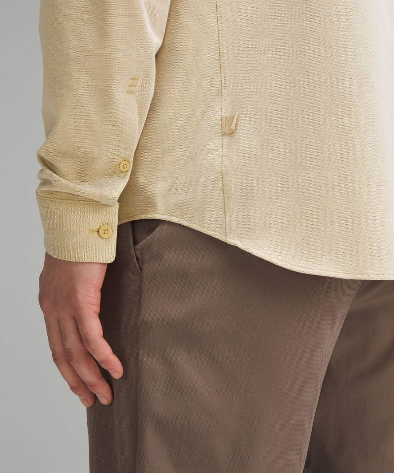 Lululemon Commission Långärmad Tröja Herr Khaki Vita Sverige | OFVMHC045